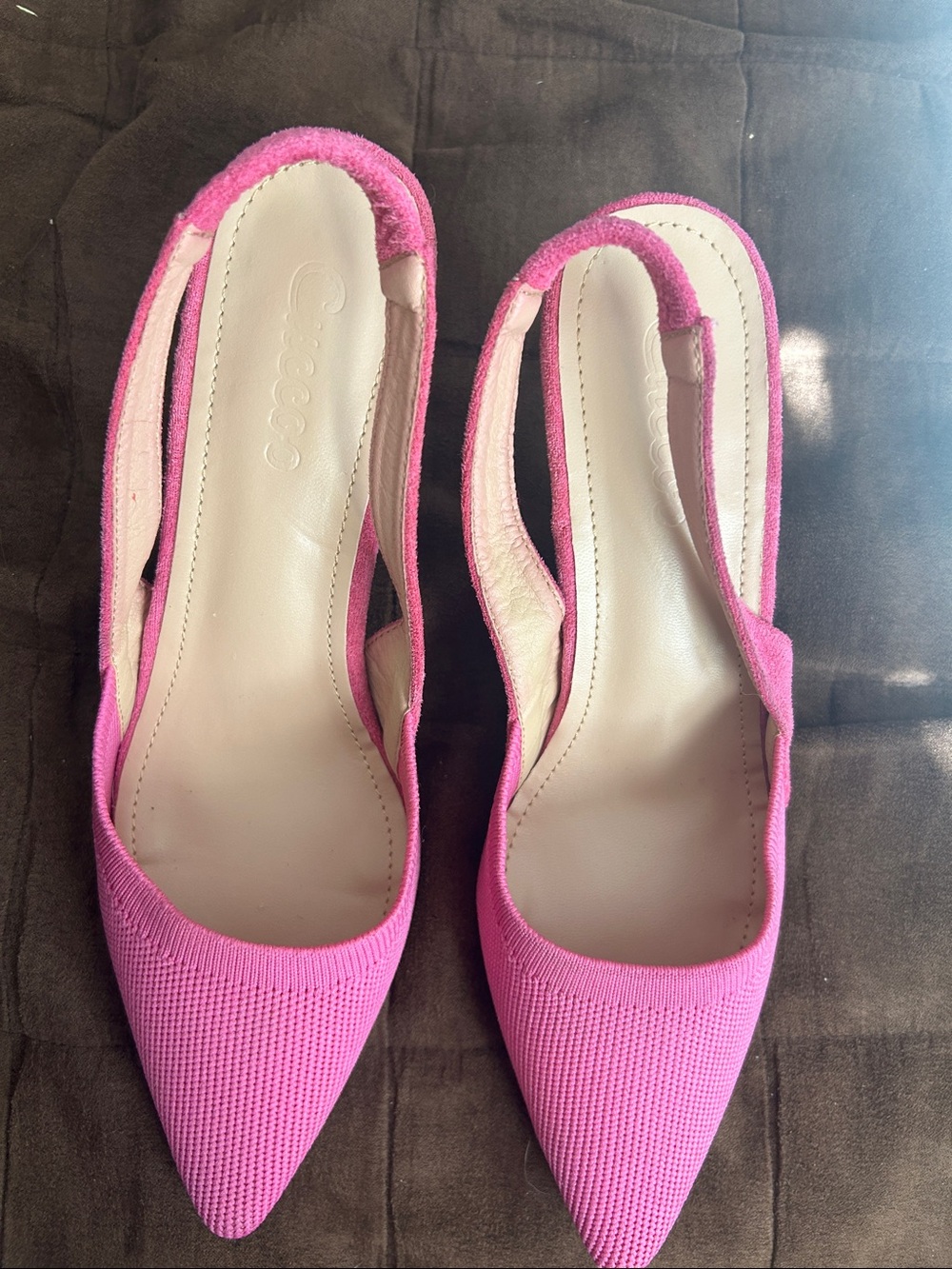 Women's Pointed Slingback Heels in Bright Pink